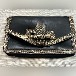 Robert Clergerie Black and Animal Print Handbag